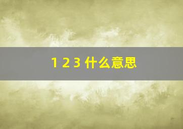 1 2 3 什么意思